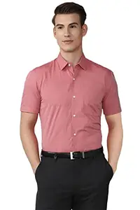 Peter England Men Cotton Slim Fit Shirt (PESHMSLBG36677_Red, 40)