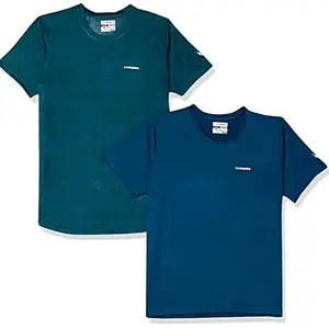 Charged Active-001 Camo Jacquard Round Neck Sports T-Shirt Petrol-Green Size Xl And Charged Endure-003 Chameleon Spandex Knit Round Neck Sports T-Shirt Teal Size Xl