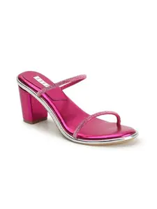 ELLE Women's Fashionable Slip On Heel Sandals Colour-Pink, Size-UK 5