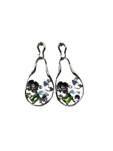 Kotean Geometric Drop Dangle Earrings, Multicolour Acrylic Beads, Silver-Toned