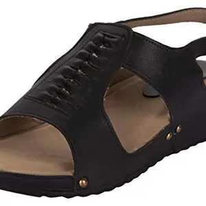 exotique Women's Black Fashion Platform Sandal (EL0062BK)-40