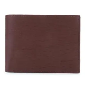 Dezire Crafts Men’s Denim PU Leather Bifold Wallet | Compact & Stylish | 3 Card Slots, ID Window, Coin Pocket, 2 Currency Compartments & Hidden Pockets | Ideal for Everyday Use, Office & Travel (Cherry)