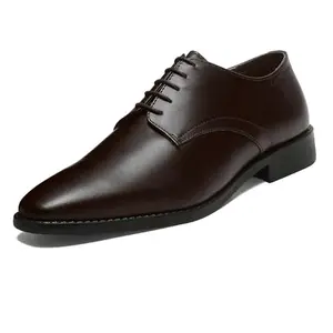 LOUIS STITCH Men's Brunette Brown Italian Leather Shoes Handcrafted Formal Lace Up Derbies for Men (RXPLBB) (Size- 9 UK)