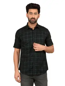 Crimsoune Club Men's Green Checked 100% Cotton Shirt (L)
