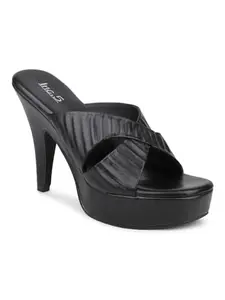 INC.5 Women Black Textured Platform Heels