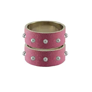 Vidhya Kangan Pink Beads Stud Brass Bangle ban10312-2.6