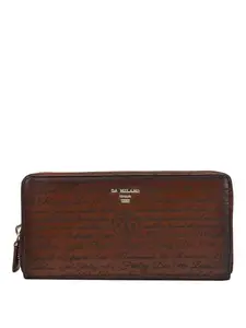 Da Milano Zip Leather Wallet for Women - Brown