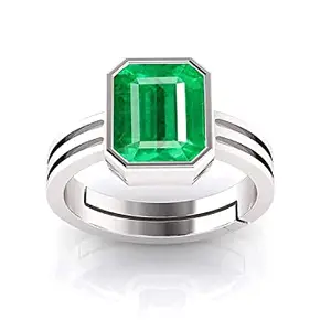 SIDHARTH GEMS Natural Panna Astrological Ring 3.25 Ratti 2.30 Carat Genuine and Certified Emerald Adjustable Silver Ring for Women's and Men's