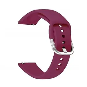 MELFO 22mm Smart Watch Strap Compatible with Ambrane Wise Eon Silicone Strap - Wine Red