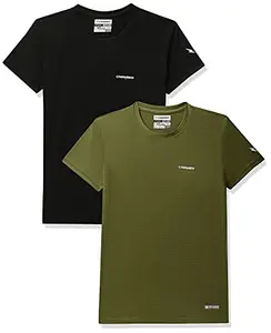 Charged Endure-003 Chameleon Spandex Knit Round Neck Sports T-Shirt Black Size Xs And Charged Pulse-006 Checker Knitt Round Neck Sports T-Shirt Olive Size Xs