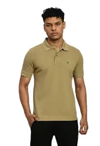 USI Smart fit Polo for Men Concept 11 Cotton Collar T-Shirt | Sustainable | Durable Slim fit | Uni Style Image (X-Large, Khaki)