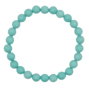 RRJEWELZ Natural Blue Quartz 8mm Round Shape Smooth Cut Beads 7.5 Inch Stretchable Bracelet For Men & Women. Unisex Bracelet For Healing, Meditation, Prosperity, Gift & Luck|STBR_RR_10406_7.5