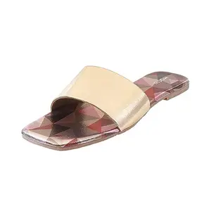 Mochi Women Rose Gold Synthetic Leather Flat Fashion Chappal UK/3 EU/36 (41-136)