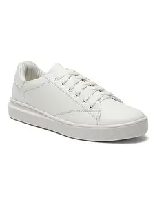 Bruno Manetti Women's White Lace up Back Closed with Dual Color Round Toe Comfort Flats Solid Sneakers