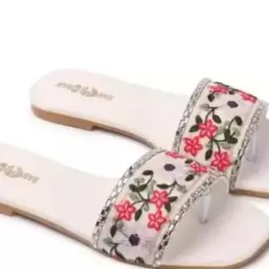 white embroidery slipper