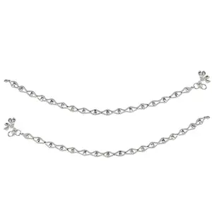 Jewellery White Silver Zirconia Studded Anklet For girls & Women