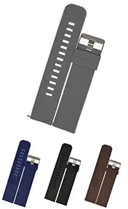 SURU® "Quick Release Silicone Watch Straps - Choose Width - 18mm, 20mm, 22mm & 24mm /Choose Colour- Black, Brown, Blue & Grey - Watch Bands (Grey, 20mm)