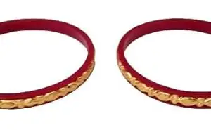 EUREKA Regular Use 2.6 GoldPlated Red Colour Bangle Sets For Womens (2 Pc Set)