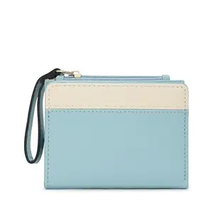 Fastrack Women Faux Leather Color Blocked Two-Fold Wallet , | with 3 Card Holders & ID Card Holder | Wallet with Wristlet | Purse for Daily Use, Blue