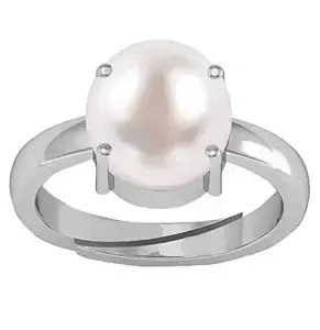 JAGDAMBA GEMS 9.25 Ratti / 8.75 Carat Natural Pearl Gemstone Original Certified moti Adjustable Ring