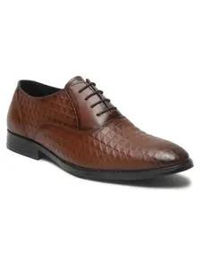 TEAKWOOD LEATHERS Mens's Patterned Texture Leather Formal Shoes, Lace-Up Work Leather Shoes for Men (Brown, 40)