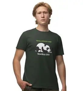 JD TRENDS Panda Wants Bamboo: Amazingly Printed (Green) T-Shirt for Singles