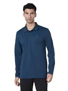 TECHNOSPORT Men Solid Polo T Shirt Slim Fit Short Sleeve Polyester Branded T Shirt for MenSports Men Workout Casual