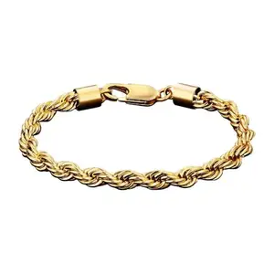 Bling Queen Men's Gold Plated Twist Rope Bracelet With Lobster Claw Closure, Men's Bracelet Gold, Trendy Twisted Bracelet For Men, Twisted Rope Bracelet For Men, Rope Chain Bracelet For Men(Gold)