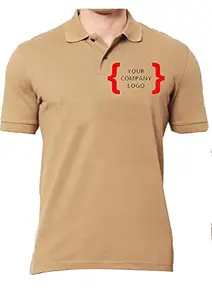 American Apple Americanapple Personalized Printed Polo/Collar Tshirts Customized Printed Photo Text Polo/Collar Half Sleeve Tshirt for Men and Women (Camel, Small)