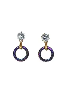 9blings Gold Plated Purple Ring Shape Hoop Earrings For Women and Gilrs