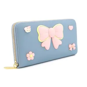 Valerie Cute Zipper Wallet for Women Wallet for Girls Zipper Women Wallets Leather Credit Card Holder (Blue)