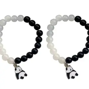 KARRA Crystal Beads Panda Mix Style Stone Stretchable Adjustable Bracelate for Women, Men, Girls & Boys, Bracelates