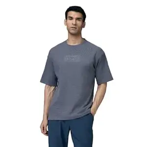 TECHNOSPORT Men Polyester Oversized Striped Crew Neck Half Sleeve T-Shirt with Technocool+, Quick Dry for Gym, Sports and Regular Use