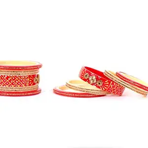 Shivarth Chura Bridal Punjabi Choora Rajasthani Rajputi Fashion Jewelry Chuda Set Red Color (Style 1, 2.8) For Women