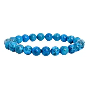RRJEWELZ Natural Blue Crazy Lace Jasper 8mm Round Shape Smooth Cut Beads 6.5 Inch Stretchable Bracelet For Men & Women. Unisex Bracelet For Healing, Meditation, Prosperity, Gift & Luck|STBR_RR_10362_6.5