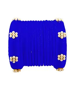 HABSA HABSA Hand Made Fancy Festival Silk Thread Bangles Plastic Bangle Set for Women(Royal Blue) (Pack of 14) (Size-2/6)