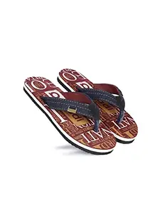 AADI Men's Maroon Textile Casual Flip Flop & Slippers