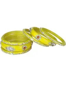 Somil Attractive & Modern Glass Bangles/Kada Set Of 6- Perfect For Wedding, Party, Celebrations, Regularly & Functions, Yellow