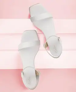 Picktoes PT-GD602 Women's White Synthetic Leather Casual Heel Sandal