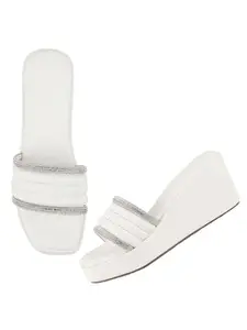 The White Pole Embellished Platform Heel Sandals Comfortable & Trendy Party Heels for Girls & Women