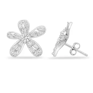 OVANA 92.5 Sterling Silver Bloomy Earrings | Rhodium Plated | Classic Earrings For Women | Gifts for Girlfriend, Gifts for Women and Girls | 925 Hallmarked