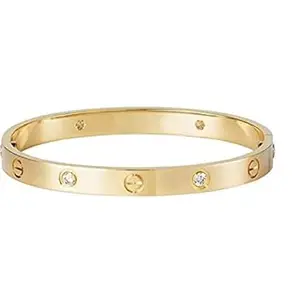 Glowzi Anti Tarnish Bangles-Stianless Steel Gold Plated love Bracelet For Women & Girls