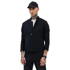 Snitch Black Solid Band Collar Jackets