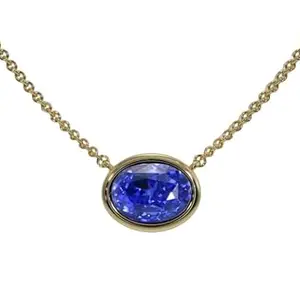WorldwideGems Elegant Oval Blue Sapphire Pendant in 14K Gold - Solitaire Gemstone Pendant Without Chain - Luxurious Gift for Women