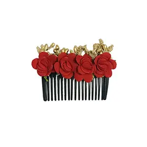 Arooman™Flower hair comb, juda pin/Clip, For Women/Girls Pack_01,Red