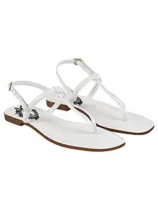 Shoetopia Solid Backstrap Casual White Flat Sandals For Women & Girls /UK4