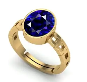 SIDHGEMS 7.25 Ratti 6.00 Carat Lab - Certified Unheated Untreatet AAA+ Quality Natural Blue Sapphire Neelam Gold Adjustable Gemstone Ring for Women's and Men's