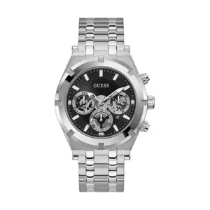 GUESS Mens 44 mm Continental Black Dial Stainless Steel Analog Watch - GW0256L2