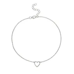 Ornate Jewels 925 Pure Sterling Silver Love Heart Shape Adjustable (Single) Payal Anklets for Women and Girls