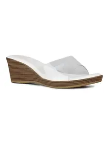 Inc.5 Womens White Transparent Round Toe Wedge Heel Sandals